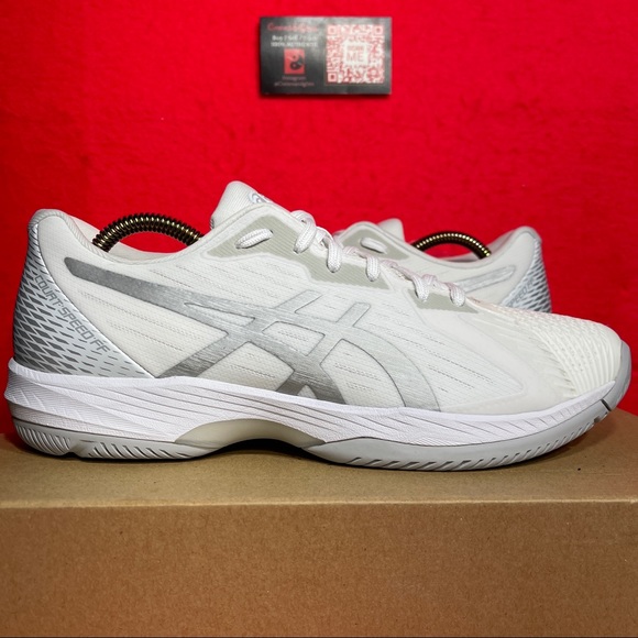 Asics Court Speed FF SAMPLE PAIR Men's Size 9 Running Shoes White Silver - Picture 1 of 12